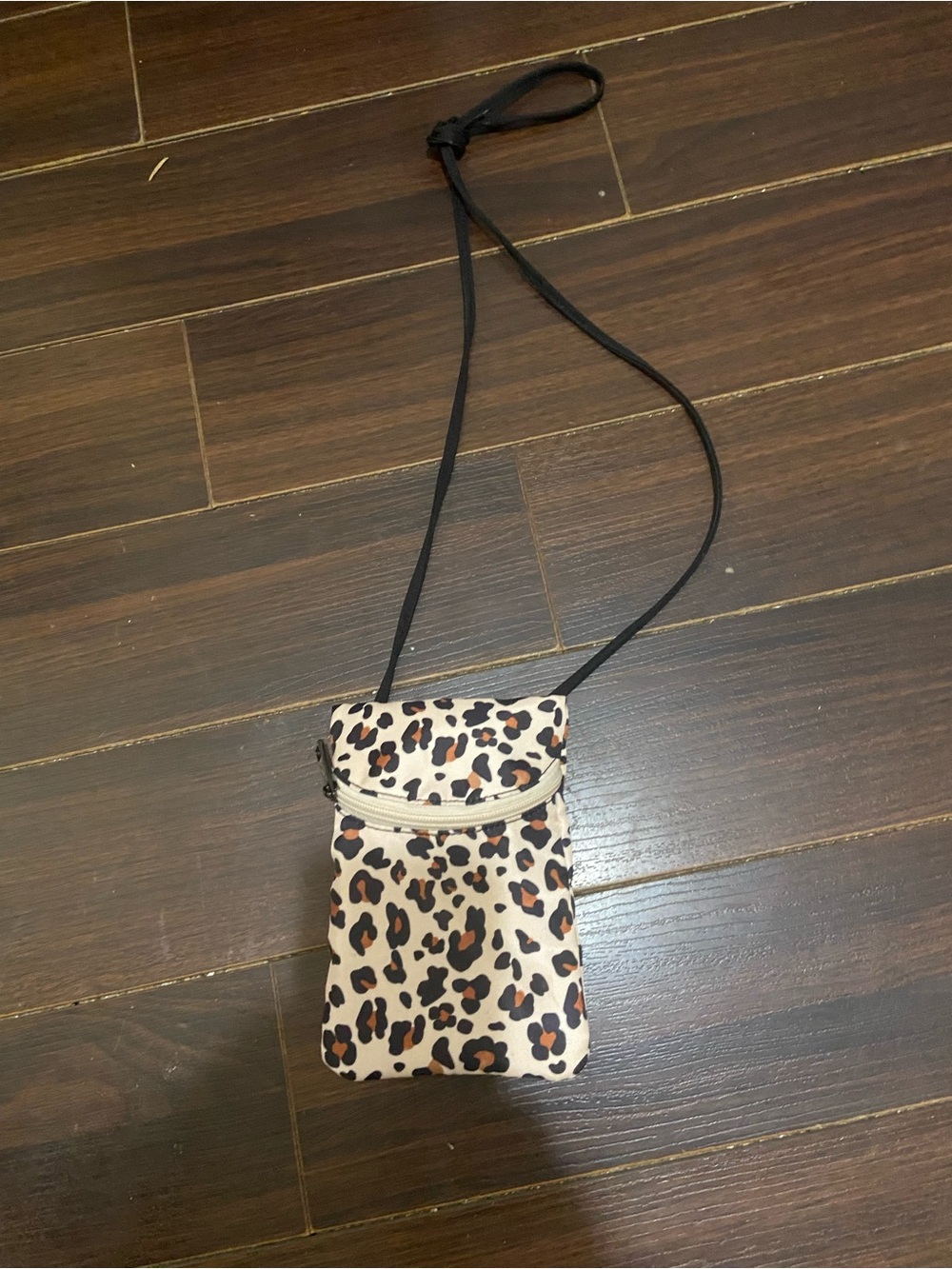 Leopard Print Crossbody Phone Pouch - Beige/Brown 5.5 X 7.5” H